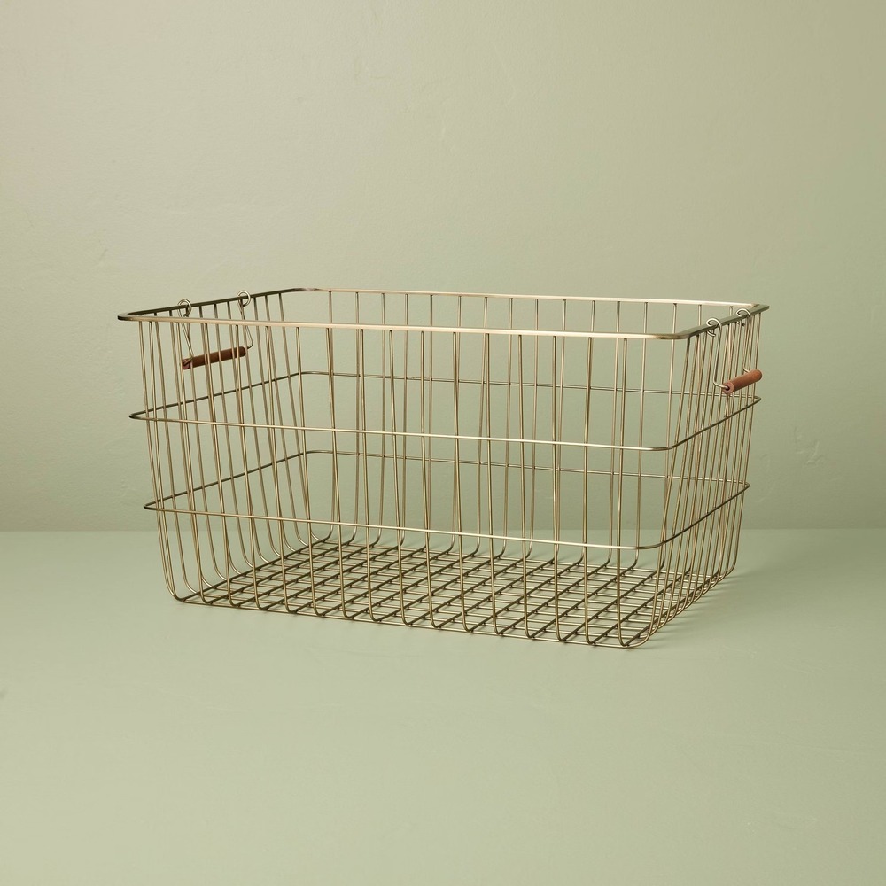 Large Rectangular Brass Wire Storage Basket - Hearth‎ & Hand Magnolia, Target
